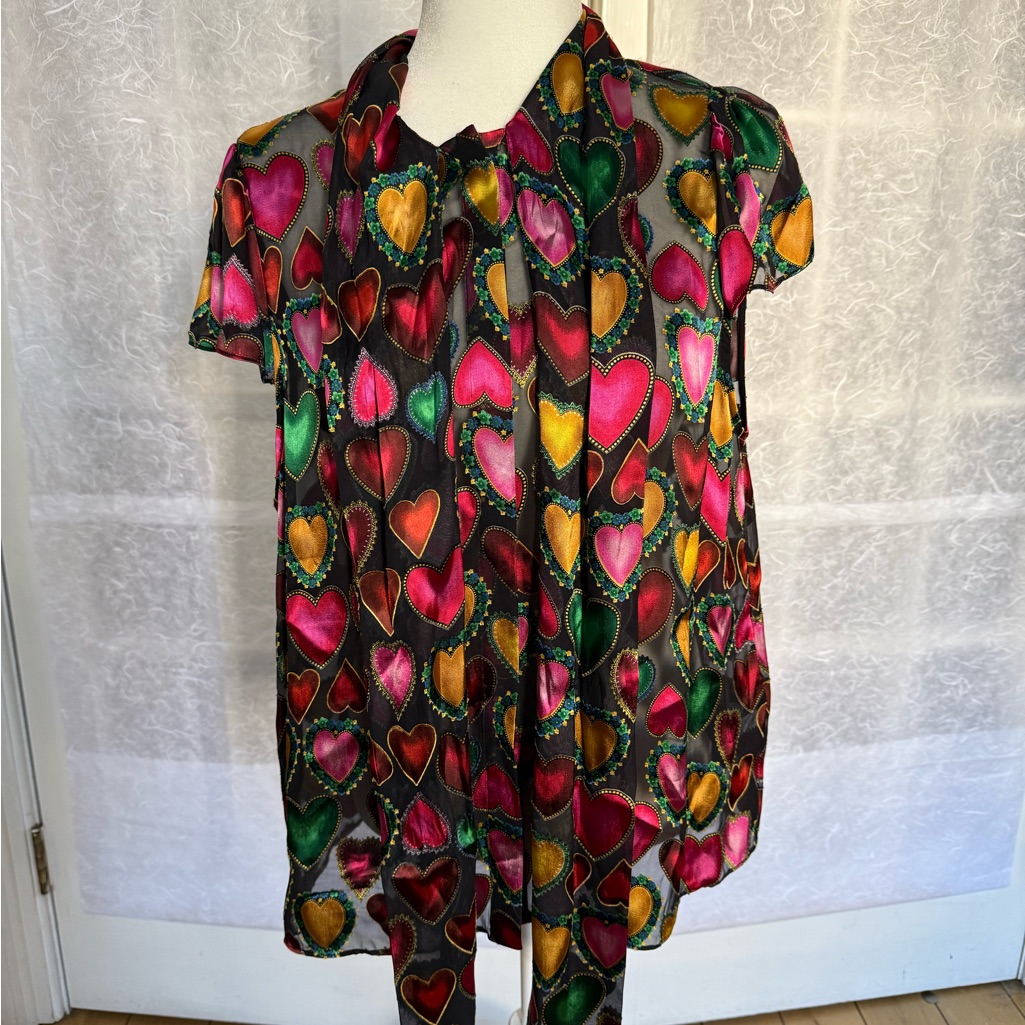 Alice + Olivia Colorful Heart Patterned Top